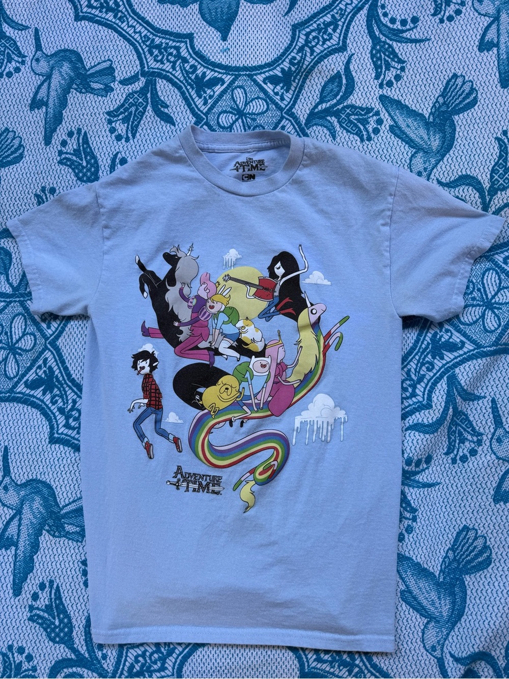 Adventure Time Fionna & Cake Mashup Graphic Tee Light Blue Size Small